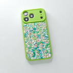 Handmade Green Cute Soft Sticker Phone Case, Kawaii Decoden Cover Resin Sealed for iPhone