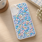 Cute Blue Kawaii Sticker Phone Case – Handmade DIY Design