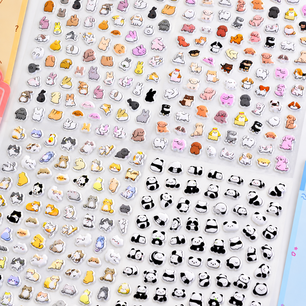 Cute 3D Cat Puffy Stickers – Korean-Style Cartoon Animal Stickers for Kids, Phone Cases & DIY Decoration
