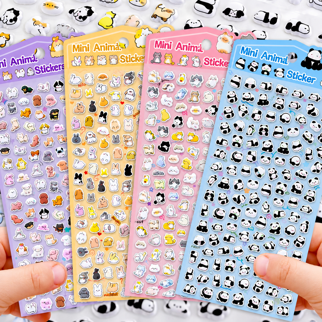 Cute 3D Cat Puffy Stickers – Korean-Style Cartoon Animal Stickers for Kids, Phone Cases & DIY Decoration