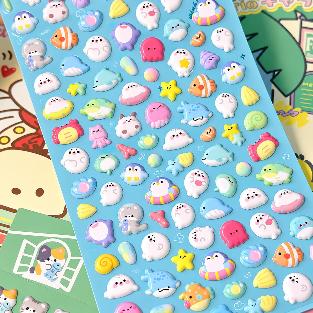 Cute 3D Animal Puffy Stickers – Kawaii Cartoon Cat Stickers for Journals, Phone Cases & DIY Crafts
