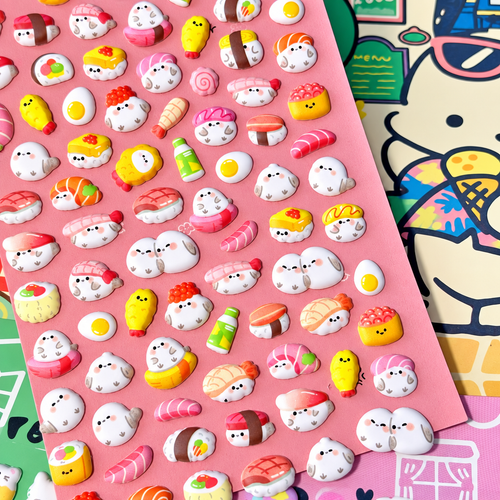 Cute 3D Animal Puffy Stickers – Kawaii Cartoon Cat Stickers for Journals, Phone Cases & DIY Crafts