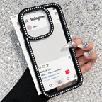 Double-Sided Rhinestone iPhone Case – Sparkly Transparent Shockproof Full-Cover Case for iPhone 17 Pro Max / 16 / 14 / 13
