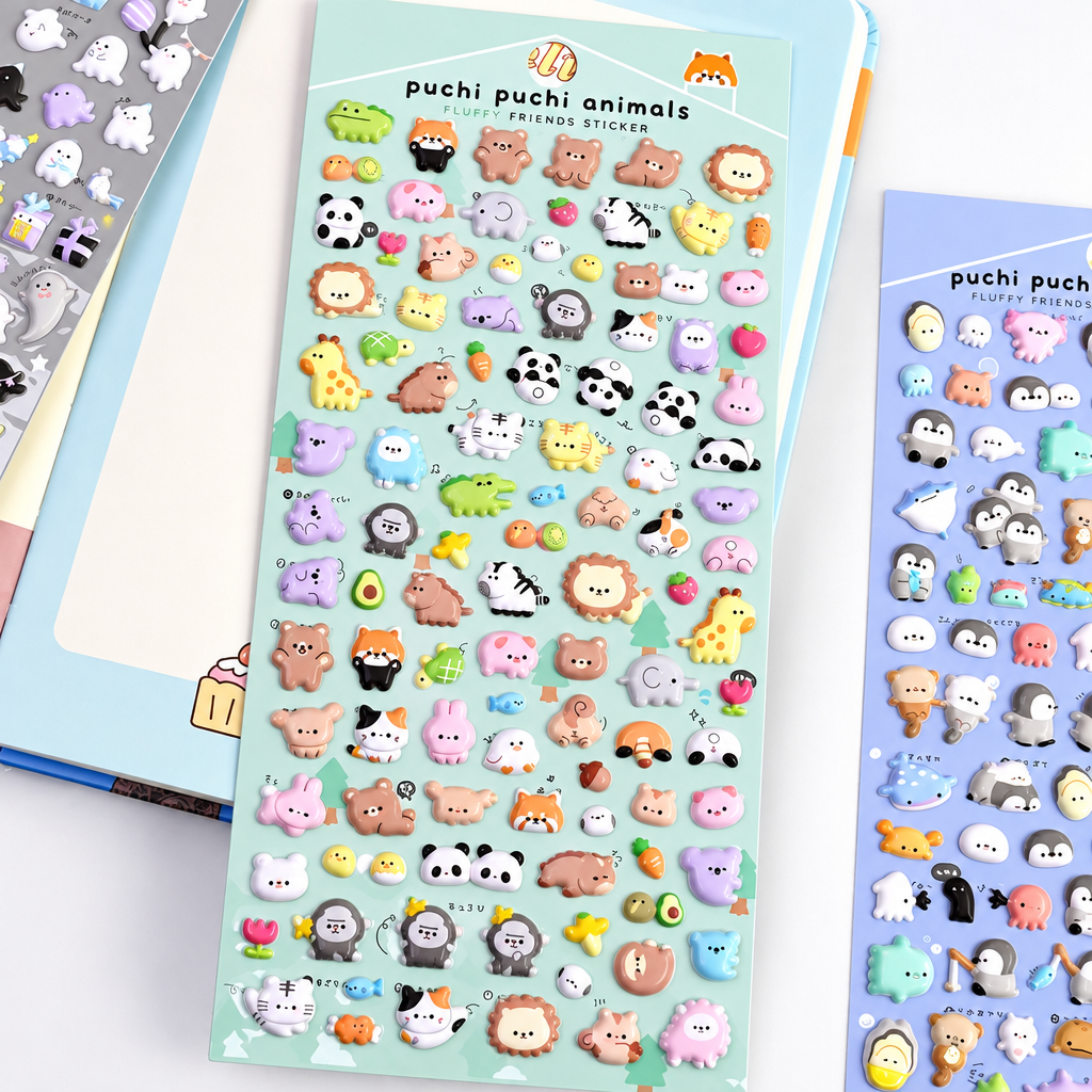 3D Cute Animal Puffy Stickers – Kawaii Foam Stickers for Phone Cases, Journals & DIY Crafts