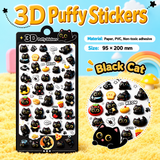 Load image into Gallery viewer, Cute 3D Black Cat Stickers – Waterproof PET Raised Stickers for Phone, Laptop, Journal &amp; DIY Decoration