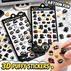 Cute 3D Black Cat Stickers – Waterproof PET Raised Stickers for Phone, Laptop, Journal & DIY Decoration