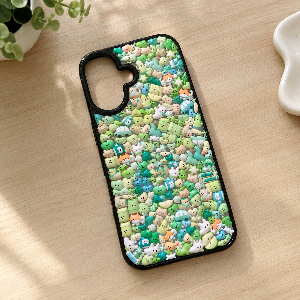 Cute Green Kawaii Stickers for Phone Cases – Adorable DIY Decorative Decals