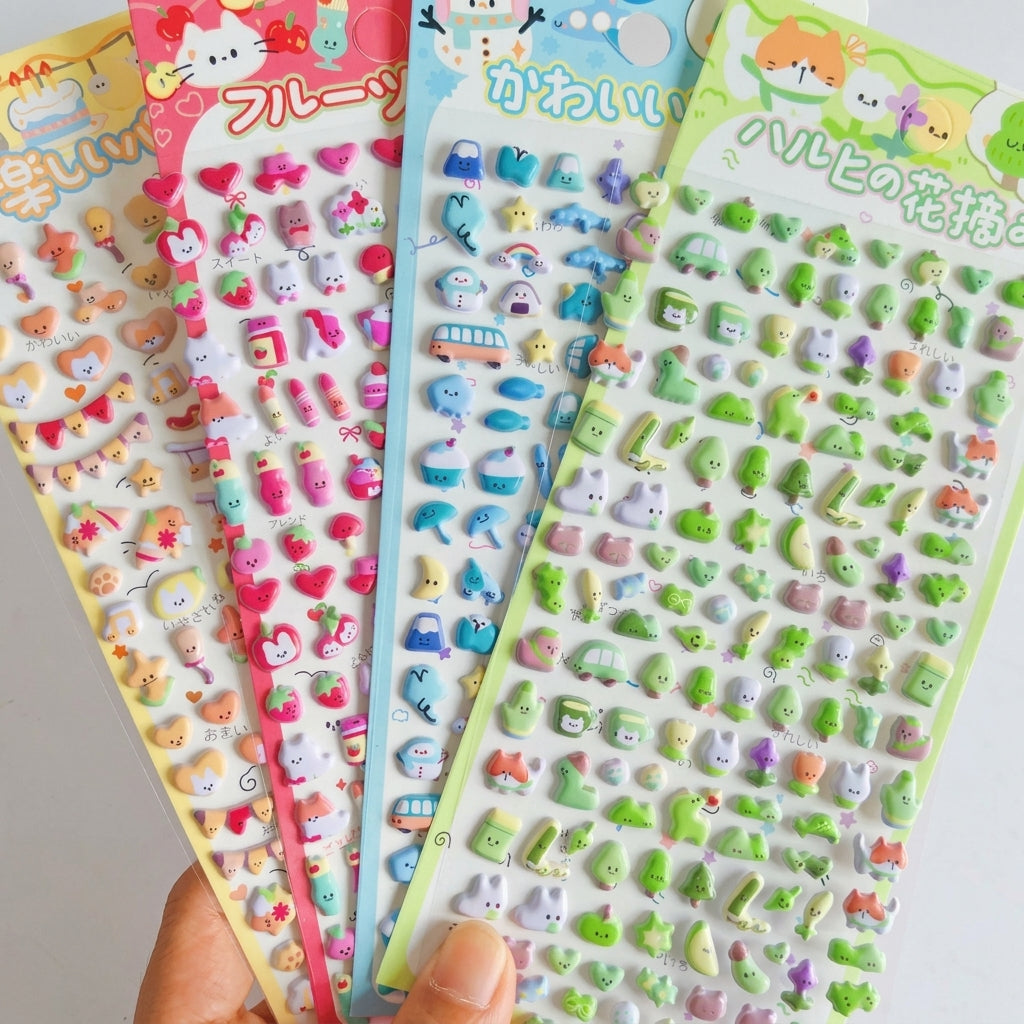 3D Puffy Animal Stickers for Kids & Girls, Kawaii Heart Stickers for Journals, Water Bottles & DIY Crafts